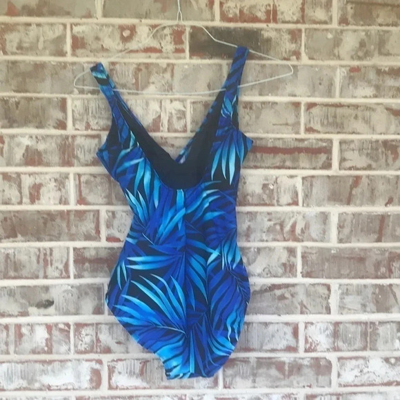 Caribbean Joe Palm Leaf Print One Piece Swim Suit - Picture 5 of 9